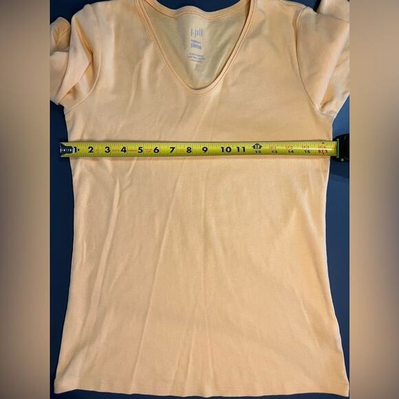 J. Jill Perfect Pima V-neck Elbow Sleeve Tee, Yellow, Sz Small - Picture 6 of 9